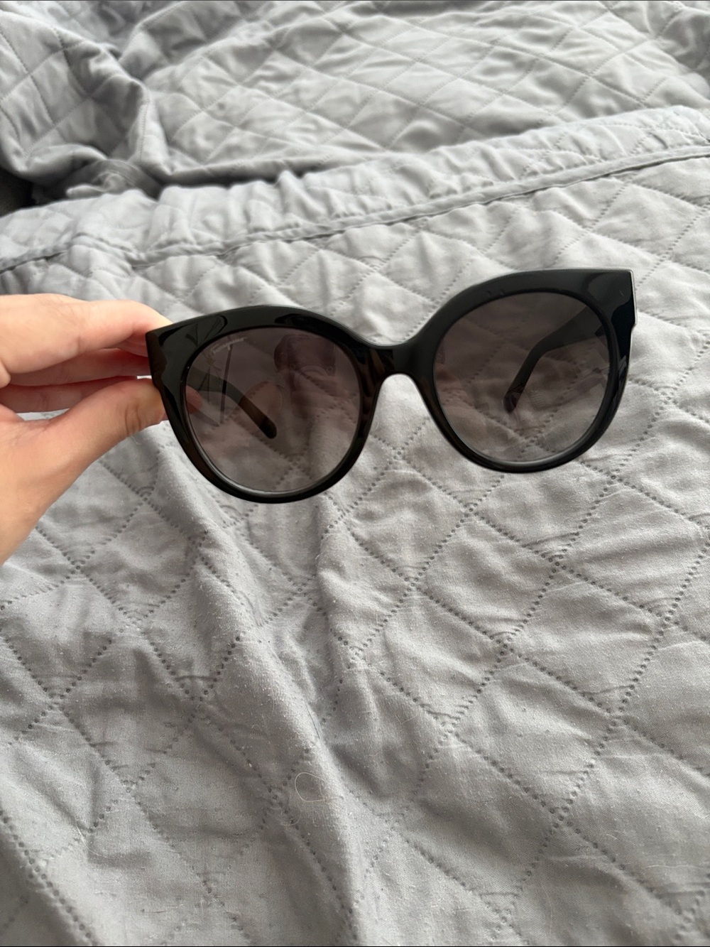 Salvatore Ferragamo Black Cat-Eye Sunglasses